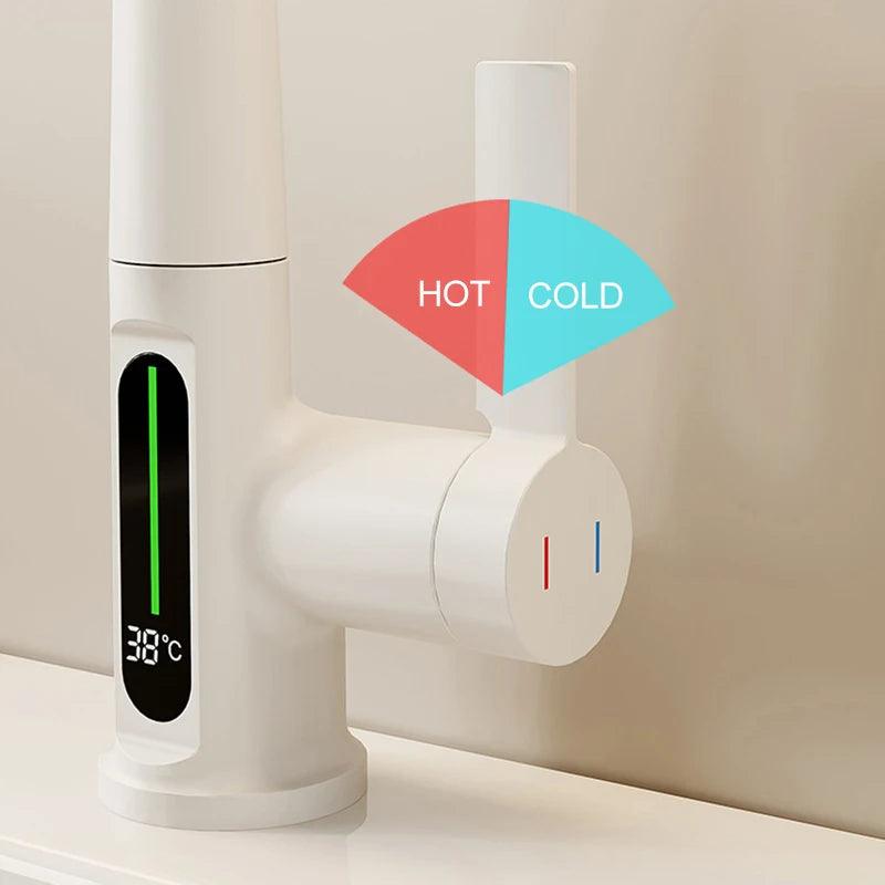 Waterfall Temperature Digital Display Basin Faucet