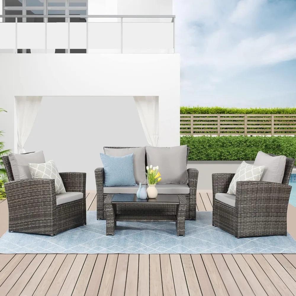 Wicker Conversation Set for Porch Deck