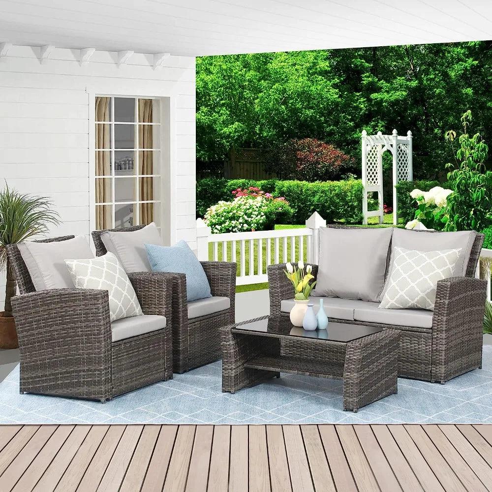 Wicker Conversation Set for Porch Deck