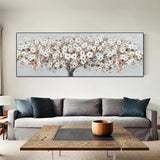 Abstract Blooming White Flowers Wall Art Canvas