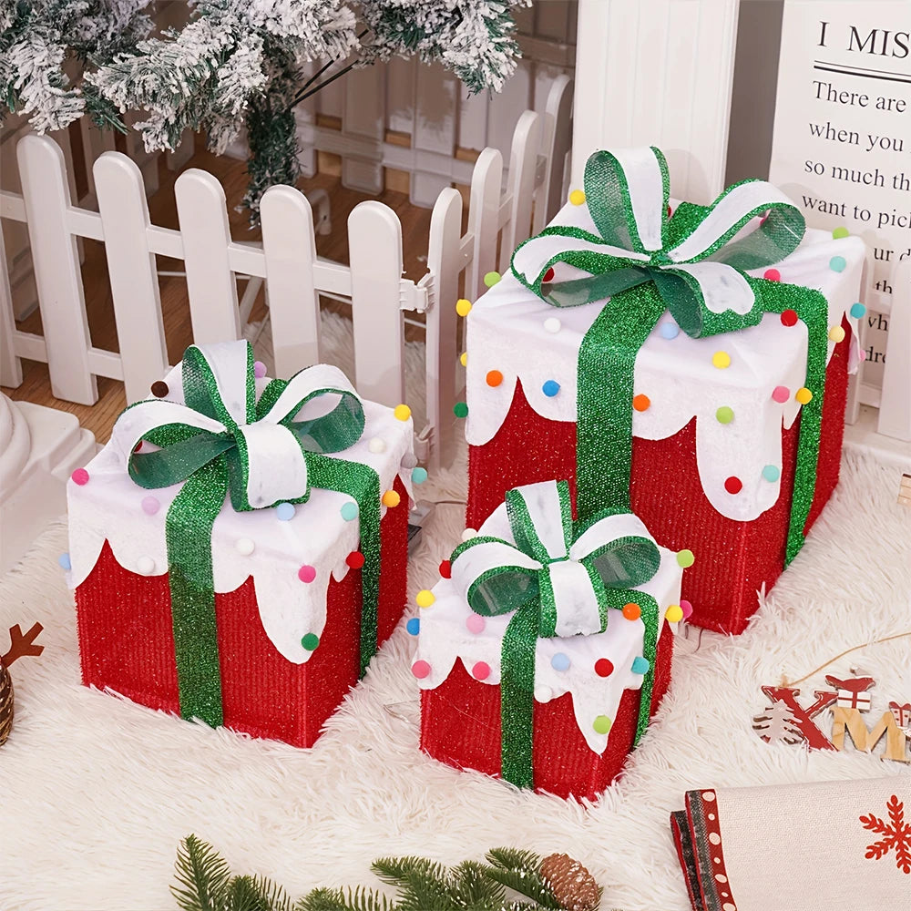 3 Pack Christmas Lighted Gift Boxes