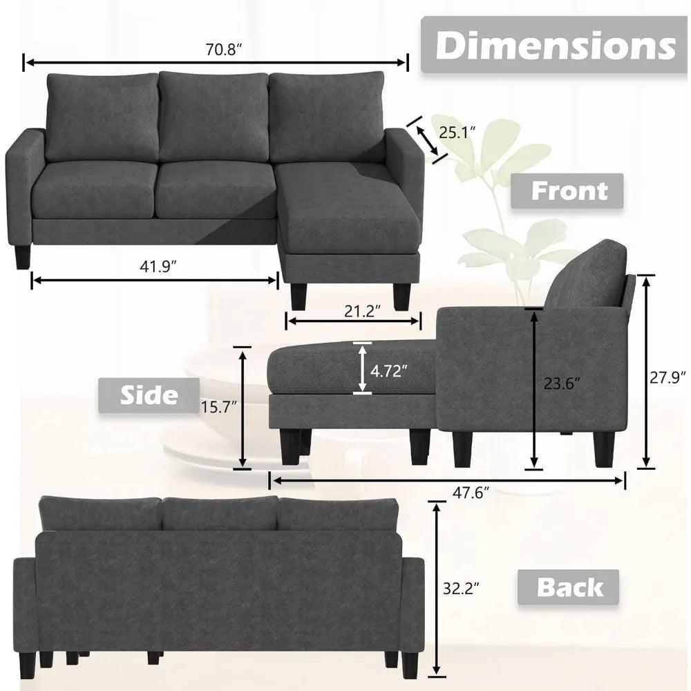 Convertible L-shaped sofa Set