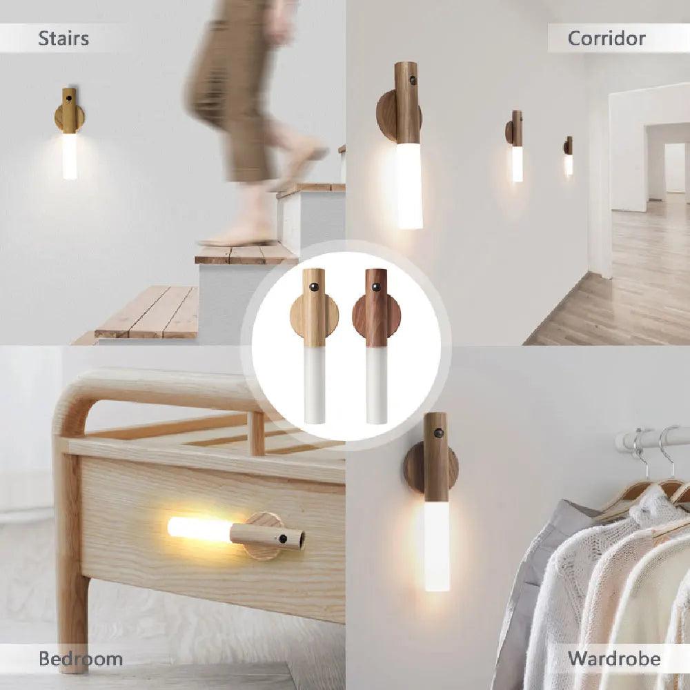 Magnetic Wall Lamp LED Wood Night Light