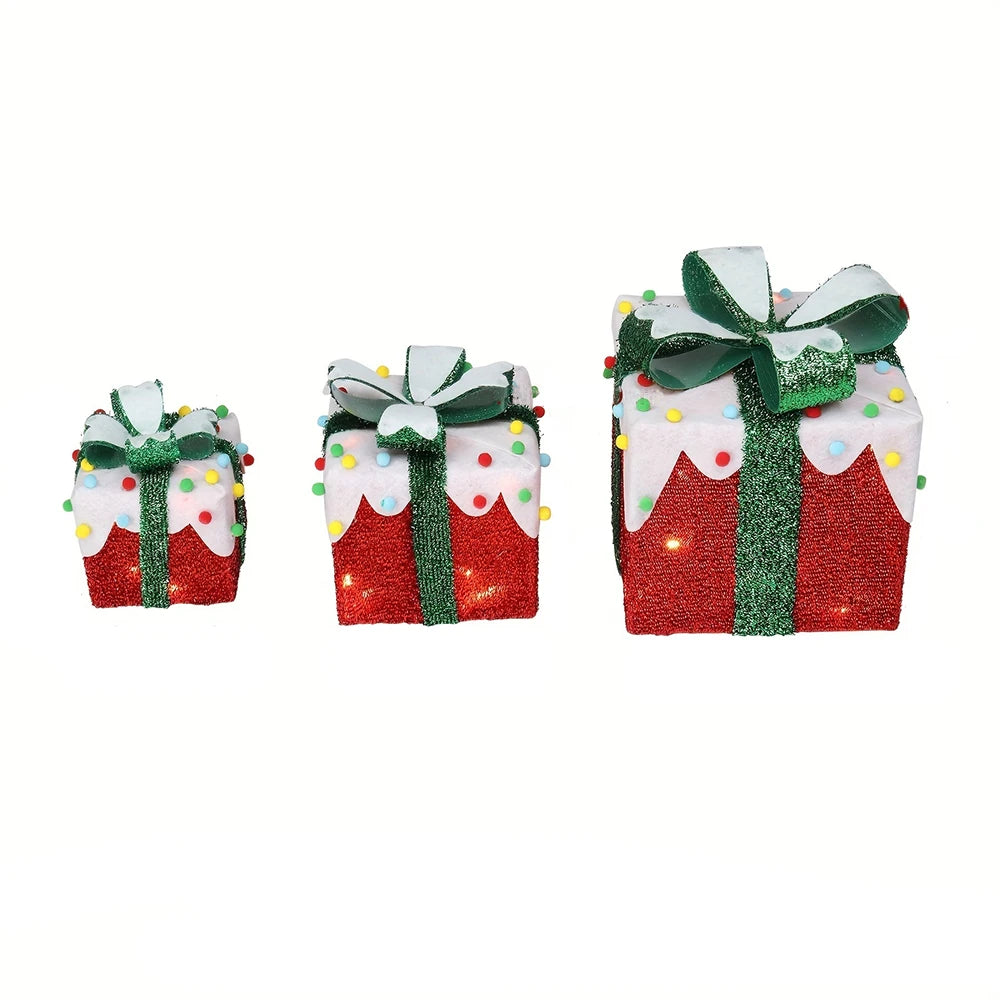 3 Pack Christmas Lighted Gift Boxes