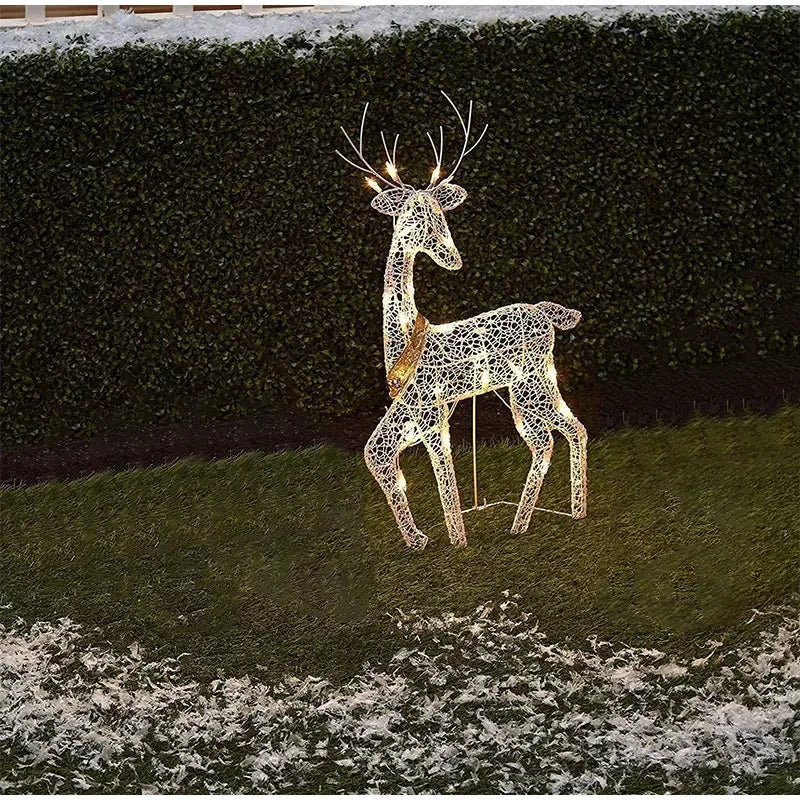 3pcs Iron Art Elk Deer Christmas Garden Decoration With LED Light Glowing