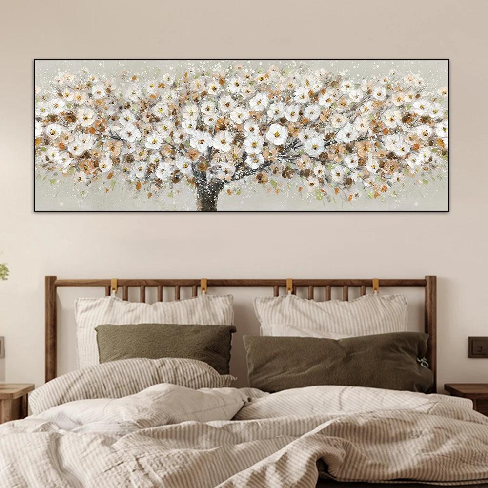 Abstract Blooming White Flowers Wall Art Canvas