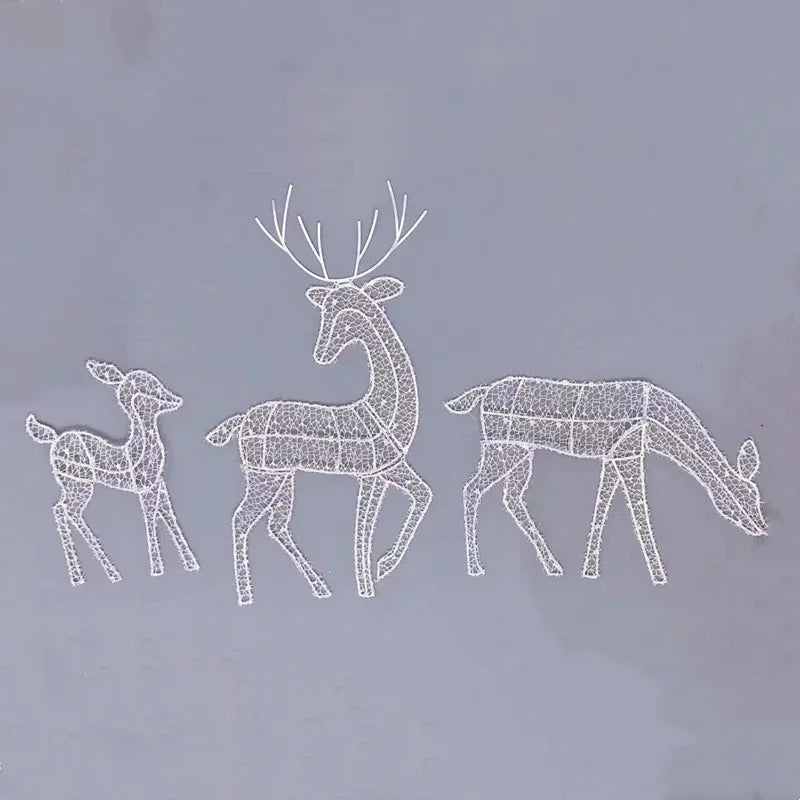 3pcs Iron Art Elk Deer Christmas Garden Decoration With LED Light Glowing