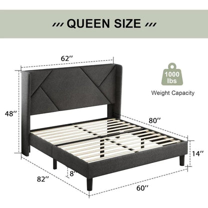 Queen Modern Bed Frame with Wingback