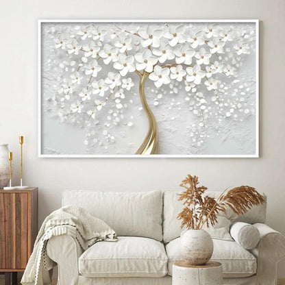 White Flowers Wall Art Canvas