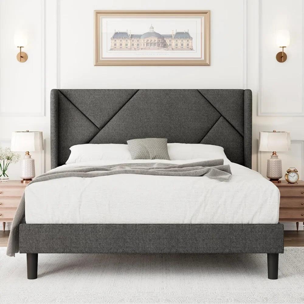 Queen Modern Bed Frame with Wingback