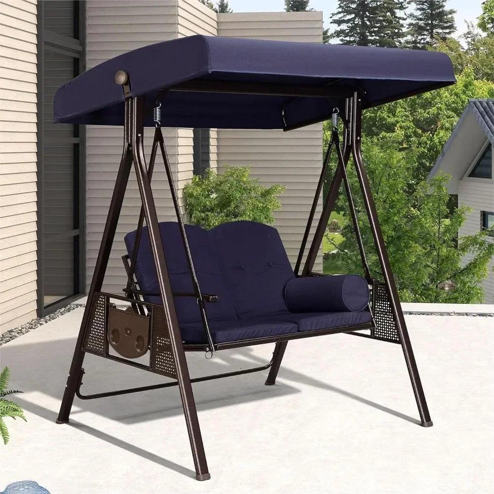 Outdoor Patio Porch Swing with Weather Resistant Steel Frame