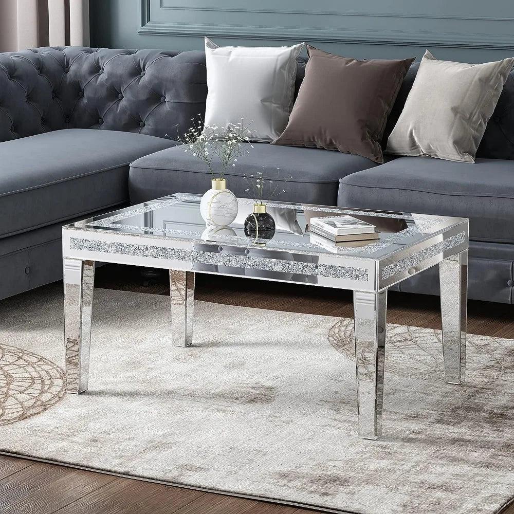 Silver Coffee Table With Crystals