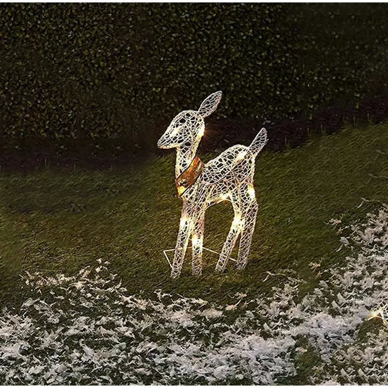 3pcs Iron Art Elk Deer Christmas Garden Decoration With LED Light Glowing