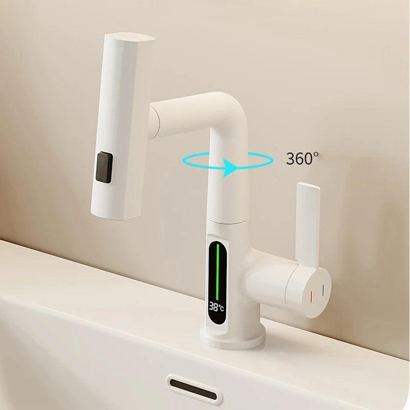 Waterfall Temperature Digital Display Basin Faucet