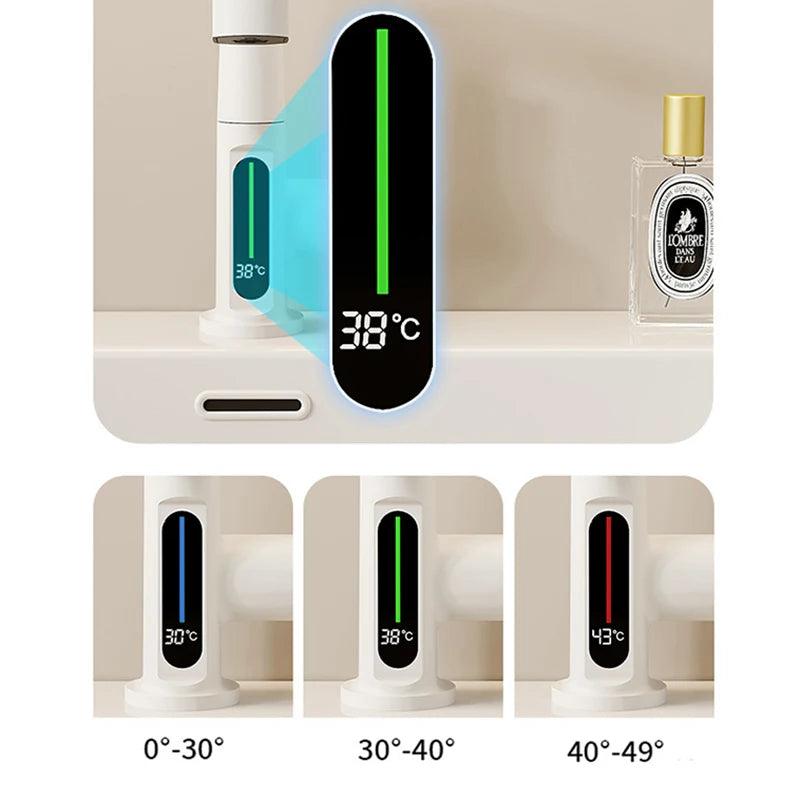 Waterfall Temperature Digital Display Basin Faucet