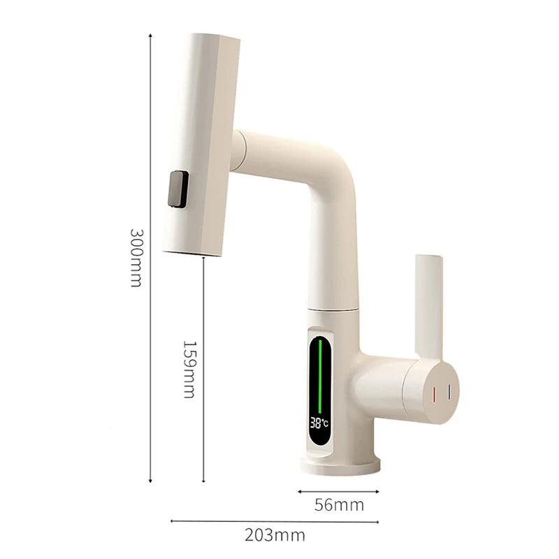 Waterfall Temperature Digital Display Basin Faucet