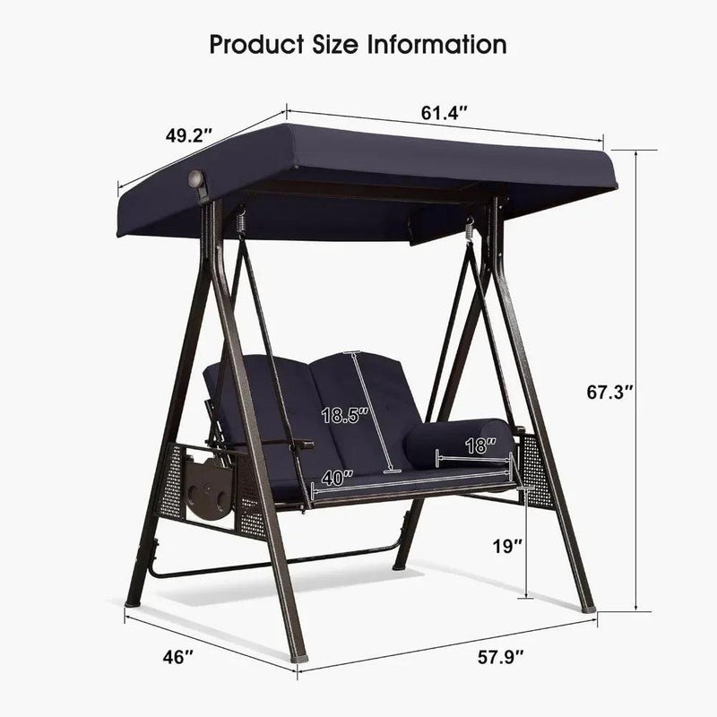 Outdoor Patio Porch Swing with Weather Resistant Steel Frame
