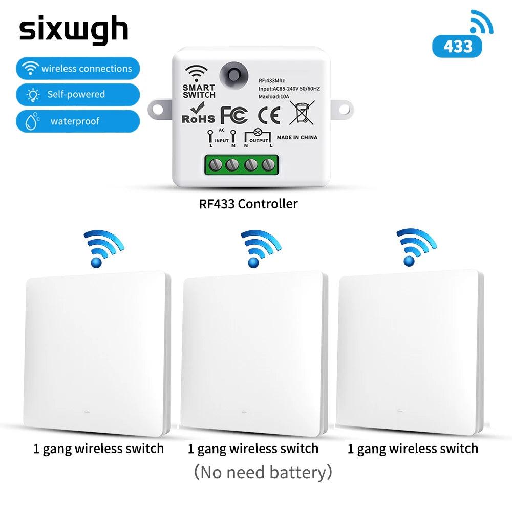 SIXWGH Smart Home Wireless 433mhz Light Switch Set